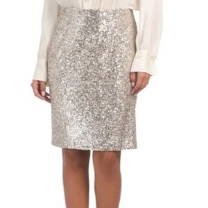 Cable & Gauge ivory sequined stretch pencil skirt Sz XS